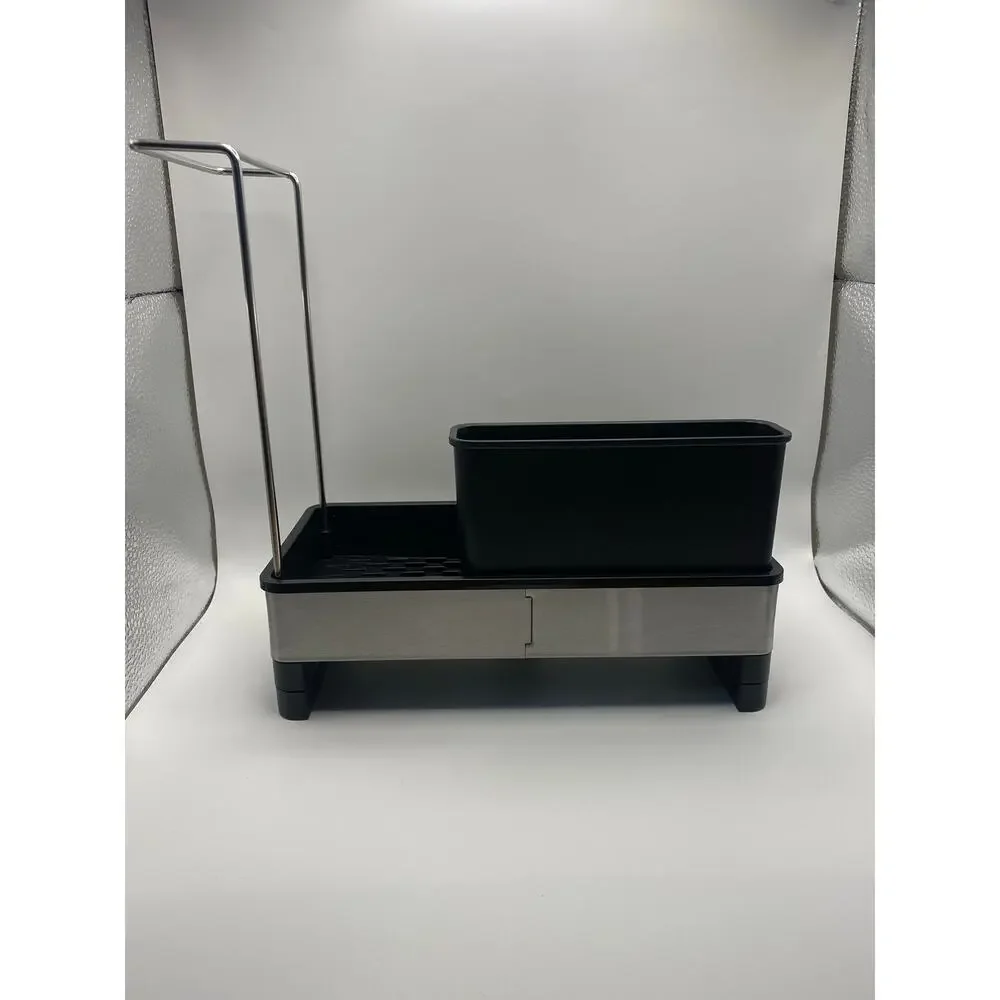 Kitchen Sink Caddy Brush & Sponge Holder, Two Towel Racks Stainless Steel